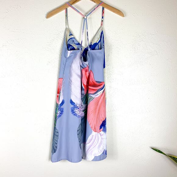 Shilla The Label Blue Printed Slip Dress Sz XS Strappy Womens Mini Shift Casual - Picture 4 of 8